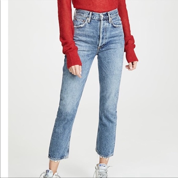 Agolde Riley High Rise Straight Crop Jeans in Color Frequency size 25 - Picture 2 of 9